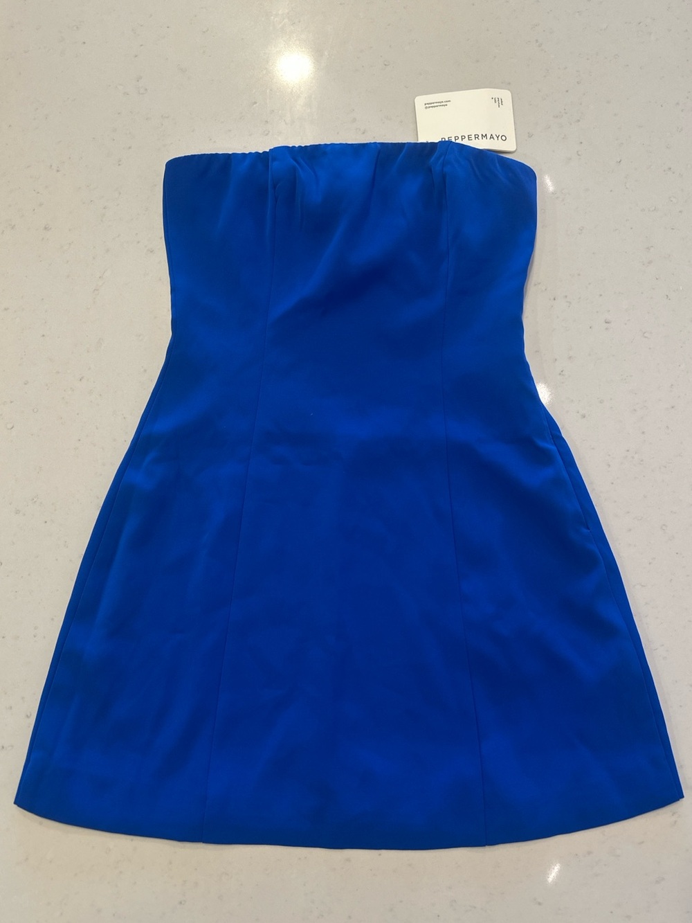 NWT Peppermayo Cobalt Blue Strapless Mini Dress Summer Cocktail Feminine Viral